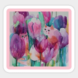 floral cats Sticker